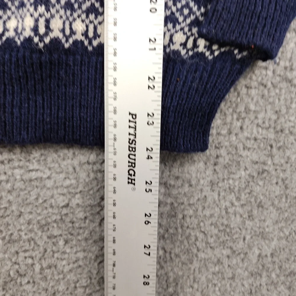 VTG Jos A Bank Wool Sweater Mens Small Shetland Fair Isle Blue Birds Eye EUC